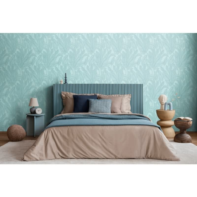 COSMOPOLITAN Vliestapete Hellblau mit Blattstruktur moderne Designer Tapete livingwalls (790643)