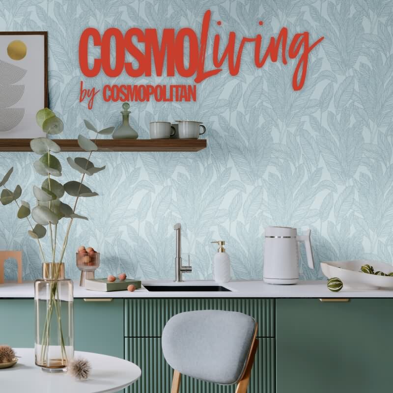 COSMOPOLITAN Vliestapete Hellblau mit Blattstruktur moderne Designer Tapete livingwalls (790643)