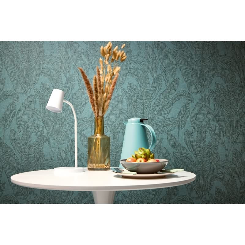 COSMOPOLITAN Vliestapete Blätter Petrol-Blau Grün natürliche Muster Tapete livingwalls (790644)