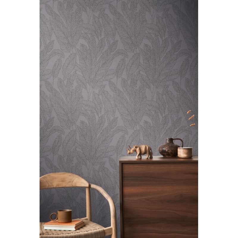 COSMOPOLITAN Vliestapete Blätter Dunkelgrau moderne Wohnzimmer Tapete livingwalls (790645)