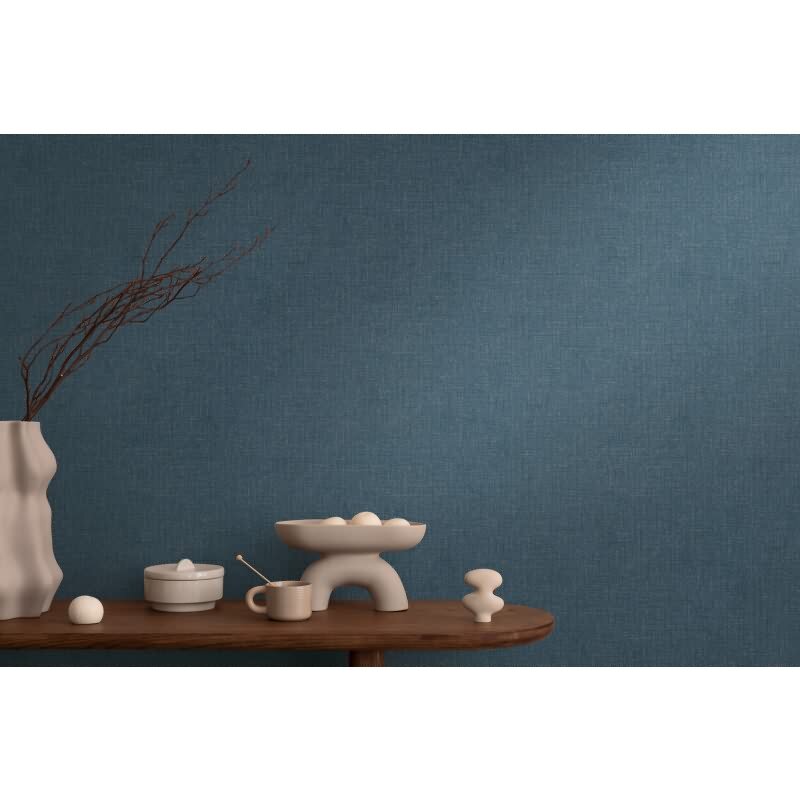 COSMOPOLITAN Vliestapete Dunkelblau edle Uni Tapete mit Textiloptik fürs Schlafzimmer livingwalls (790674)