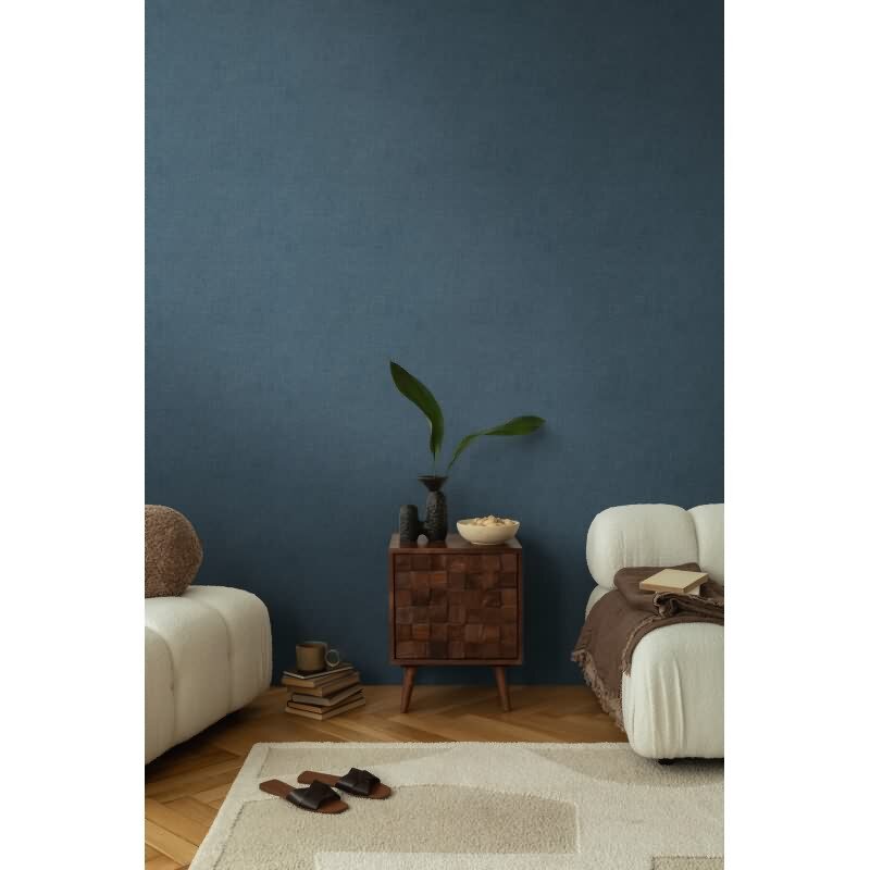 COSMOPOLITAN Vliestapete Dunkelblau edle Uni Tapete mit Textiloptik fürs Schlafzimmer livingwalls (790674)