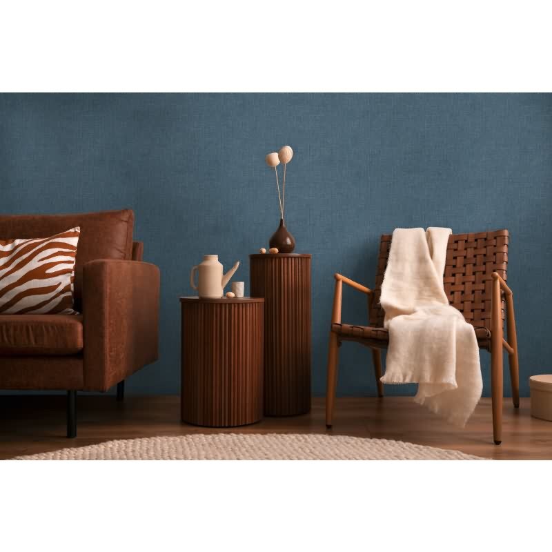 COSMOPOLITAN Vliestapete Dunkelblau edle Uni Tapete mit Textiloptik fürs Schlafzimmer livingwalls (790674)