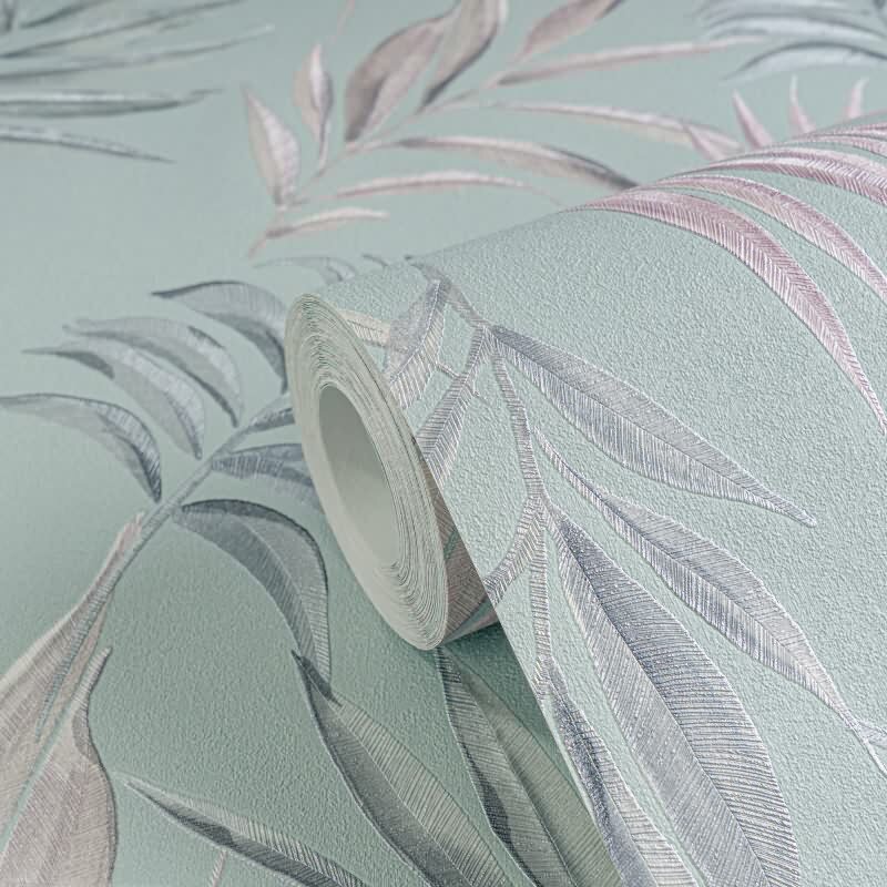 COSMOPOLITAN Vliestapete Türkis Rosa florale Blätter Tapete fürs Wohnzimmer livingwalls (791082)