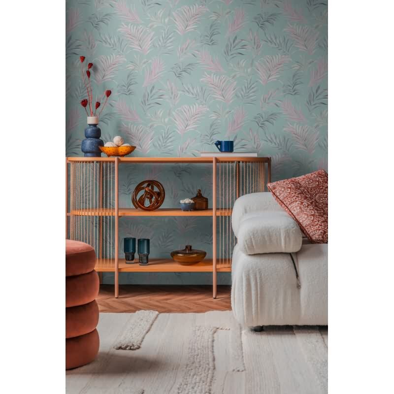 COSMOPOLITAN Vliestapete Türkis Rosa florale Blätter Tapete fürs Wohnzimmer livingwalls (791082)