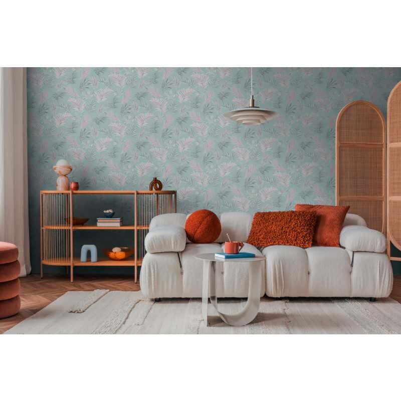 COSMOPOLITAN Vliestapete Türkis Rosa florale Blätter Tapete fürs Wohnzimmer livingwalls (791082)