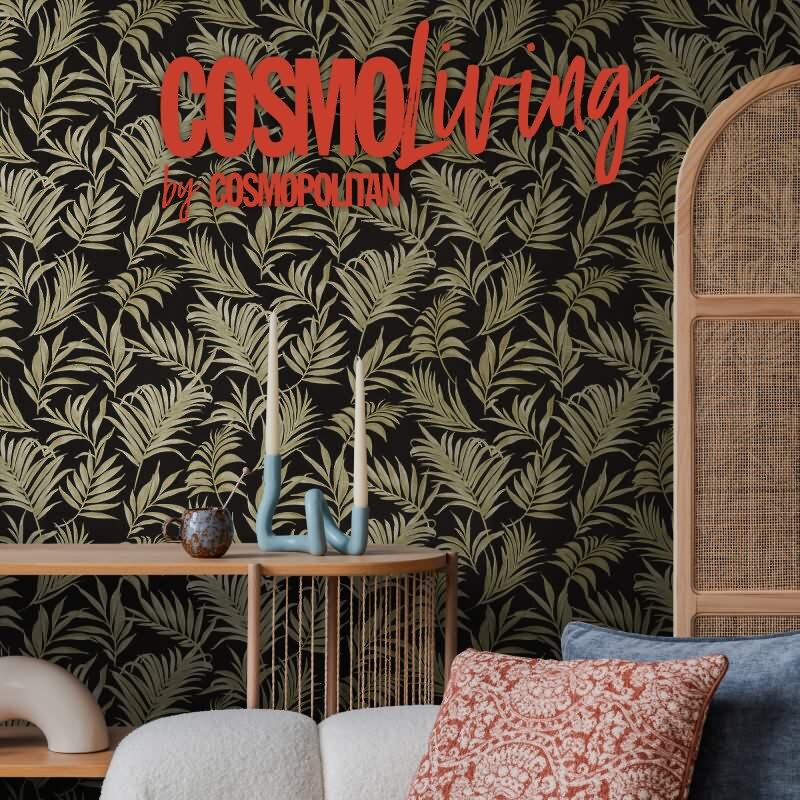 COSMOPOLITAN Vliestapete Palmen-Blätter Blau Gelb Rosa tropische Tapete für die Küche livingwalls (791085)