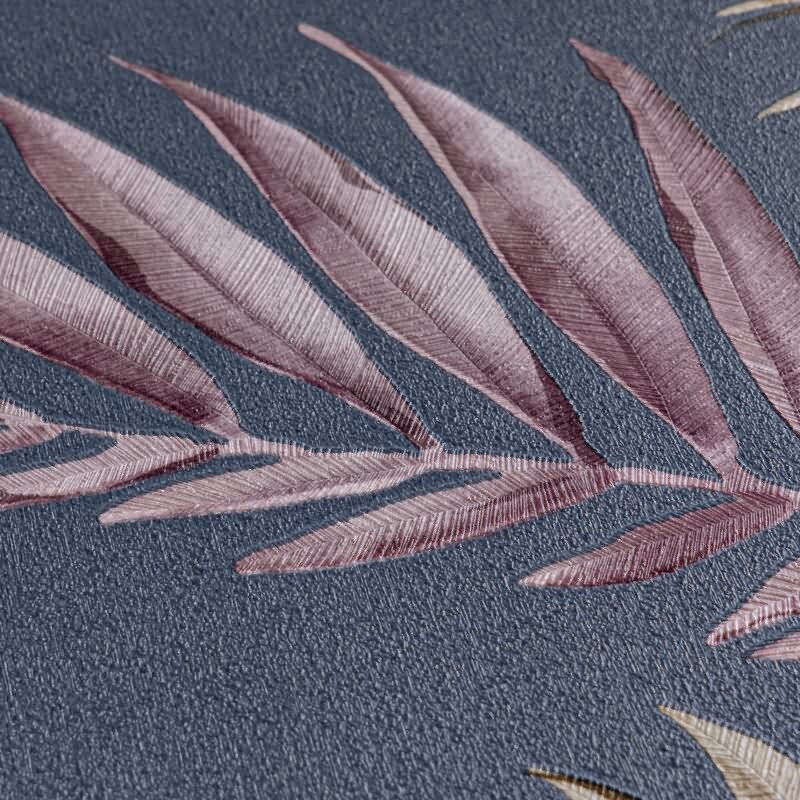 COSMOPOLITAN Vliestapete Palmen-Blätter Blau Gelb Rosa tropische Tapete für die Küche livingwalls (791085)