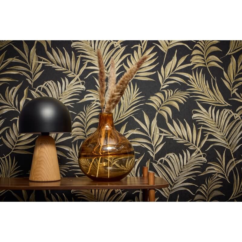 COSMOPOLITAN Vliestapete Schwarz Gold Blattmuster luxuriöse Tapete fürs Wohnzimmer livingwalls (791086)