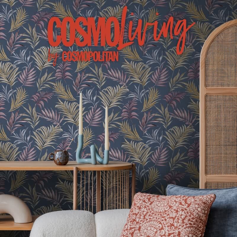 COSMOPOLITAN Vliestapete Schwarz Gold Blattmuster luxuriöse Tapete fürs Wohnzimmer livingwalls (791086)