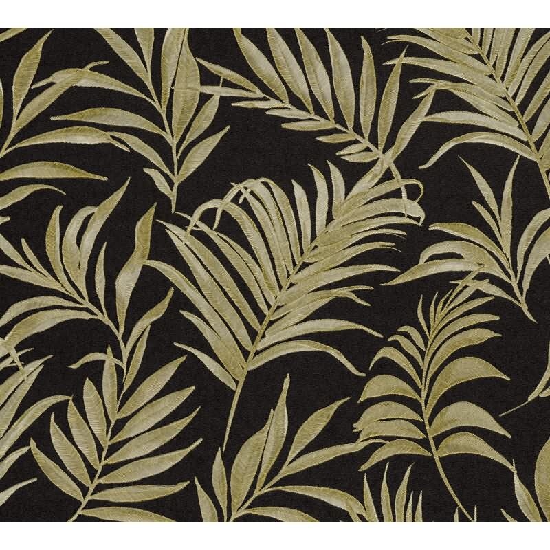 COSMOPOLITAN Vliestapete Schwarz Gold Blattmuster luxuriöse Tapete fürs Wohnzimmer livingwalls (791086)