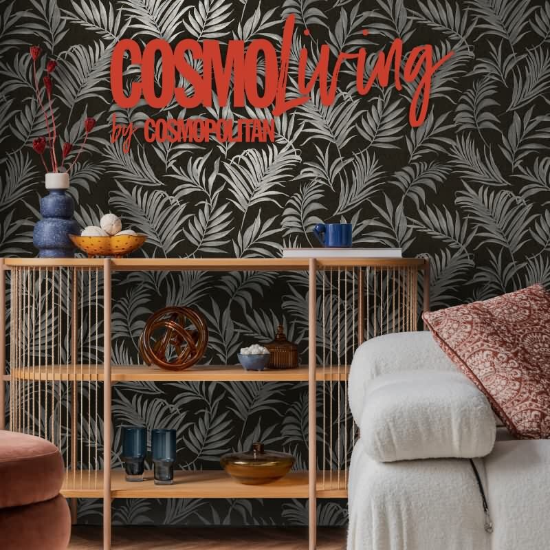 COSMOPOLITAN Vliestapete Schwarz Silber Blätter edle Tapete fürs Schlafzimmer livingwalls (791087)