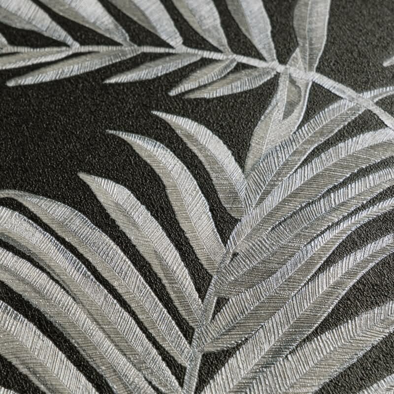 COSMOPOLITAN Vliestapete Schwarz Silber Blätter edle Tapete fürs Schlafzimmer livingwalls (791087)