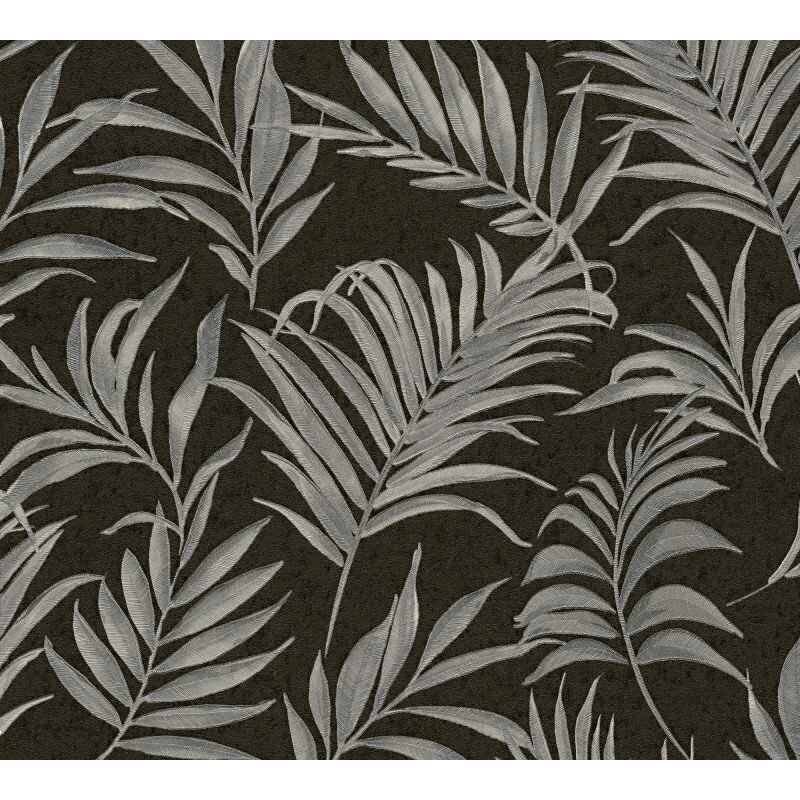 COSMOPOLITAN Vliestapete Schwarz Silber Blätter edle Tapete fürs Schlafzimmer livingwalls (791087)