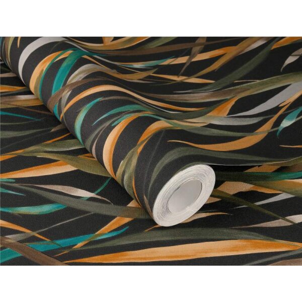 Tapete Grün, Orange, Schwarz, Anthrazit Rasch Vliestapete (330250)