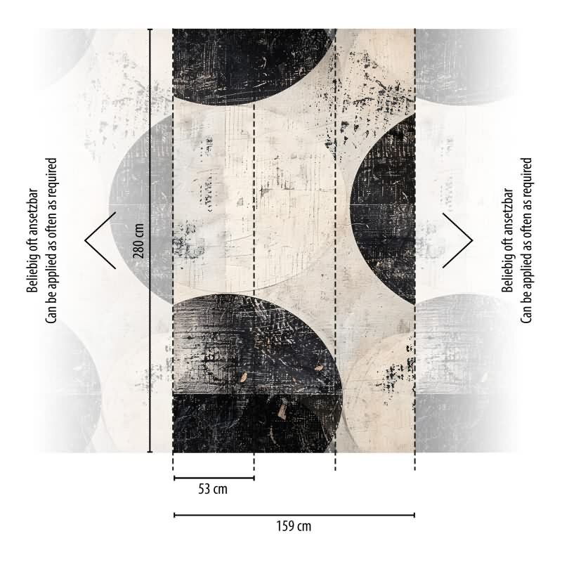 COSMOPOLITAN Fototapete Kreise Schwarz Weiß Creme moderne Vliestapete im Used Look livingwalls (791441)