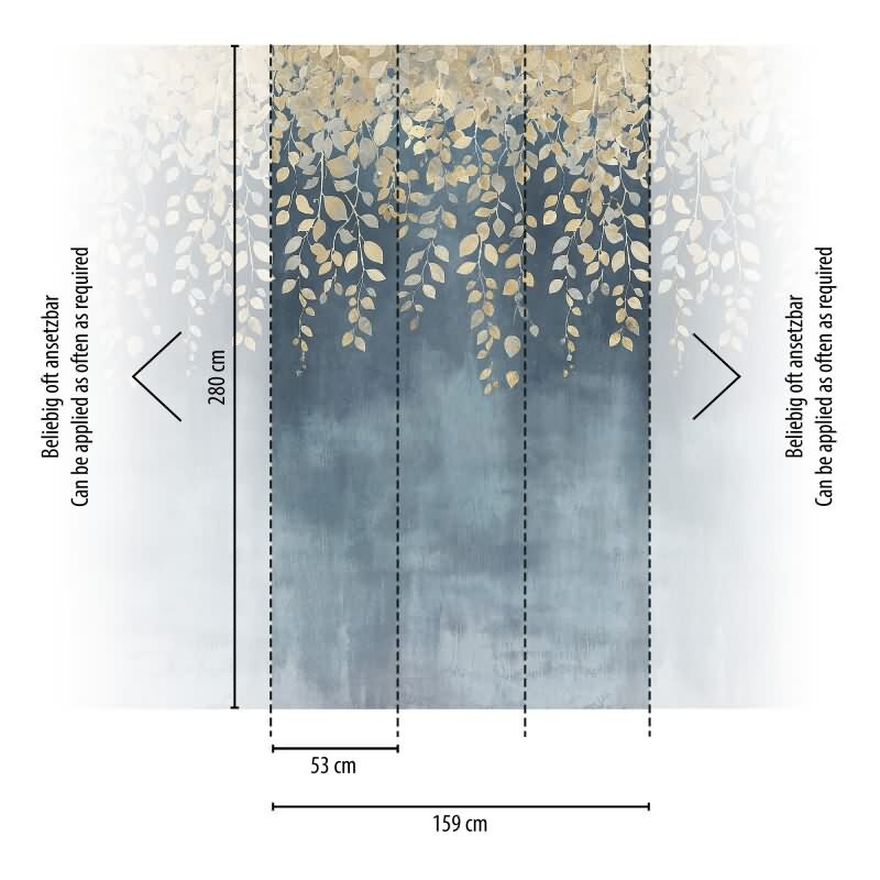 COSMOPOLITAN Fototapete Blätter Blau Gelb moderne Vliestapete mit Farbverlauf livingwalls (791442)