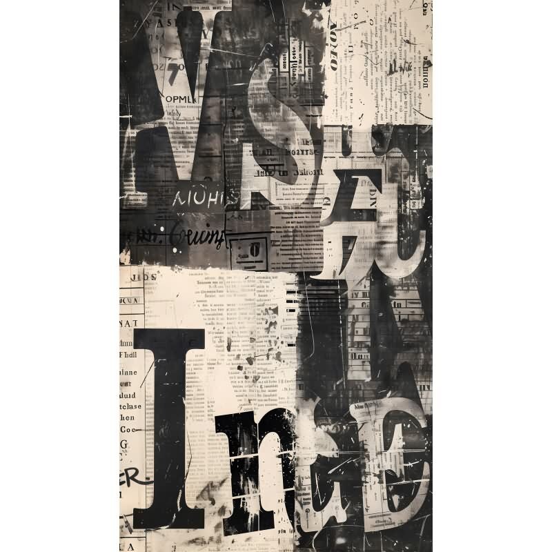 COSMOPOLITAN Fototapete Zeitungsprint Schwarz Weiß Typografie Design Vliestapete livingwalls (791444)