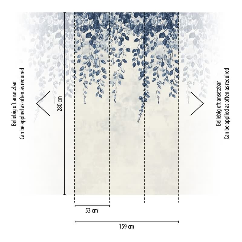 COSMOPOLITAN Fototapete Blätter Ranken Blau Weiß natürliche Design Vliestapete livingwalls (791445)
