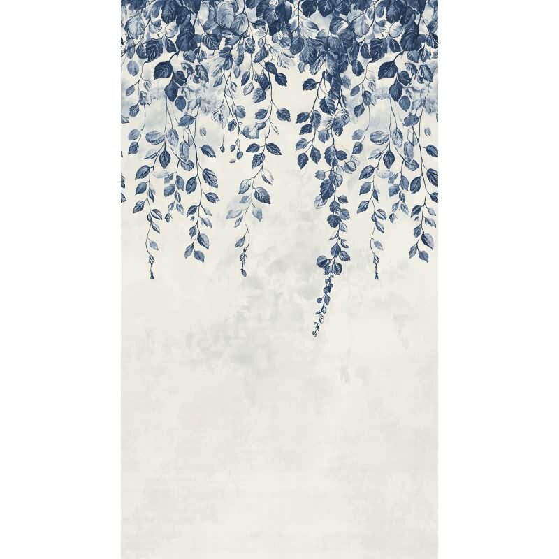 COSMOPOLITAN Fototapete Blätter Ranken Blau Weiß natürliche Design Vliestapete livingwalls (791445)