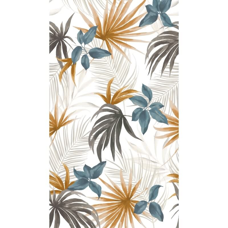 COSMOPOLITAN Fototapete Tropische Blätter Braun Blau Weiß Dschungel Vliestapete livingwalls (791451)
