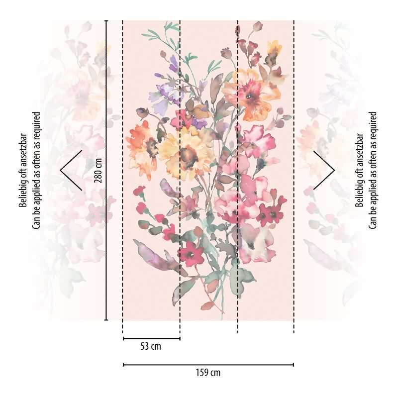 COSMOPOLITAN Fototapete Blumen Aquarell Rosa Bunt moderne florale Vliestapete livingwalls (791453)