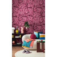 COSMOPOLITAN Fototapete Dschungel-Bl&auml;tter Pink...