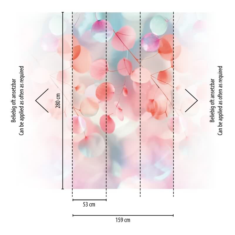 COSMOPOLITAN Fototapete Bunte Blätter Rosa Blau moderne Aquarell Vliestapete livingwalls (791551)