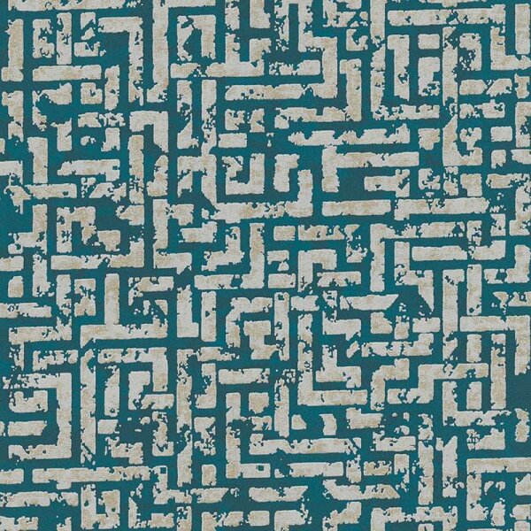 Tapete Blau, Grün, Petrol, Grau, Silber livingwalls Vliestapete (386953)