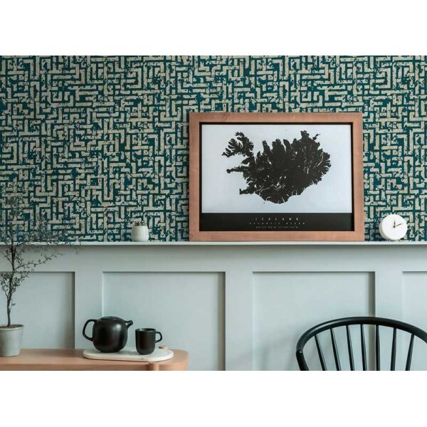 Tapete Blau, Grün, Petrol, Grau, Silber livingwalls Vliestapete (386953)