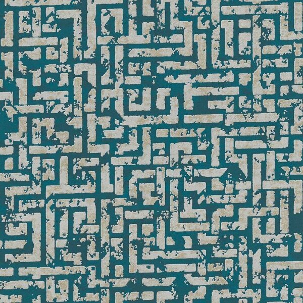 Tapete Blau, Grün, Petrol, Grau, Silber livingwalls Vliestapete (386953)