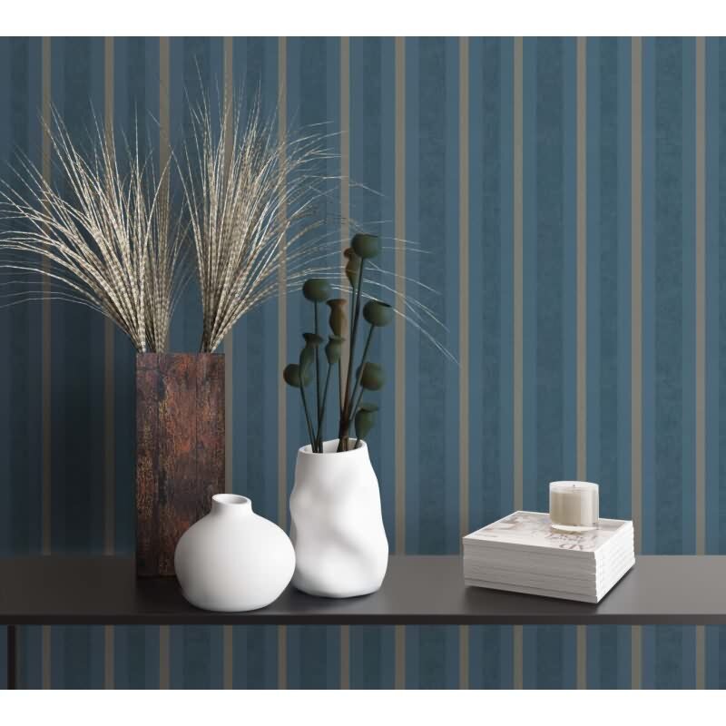 Vliestapete Streifen Klassisch, Romantisch, Opulent in Blau Marburg (56117)