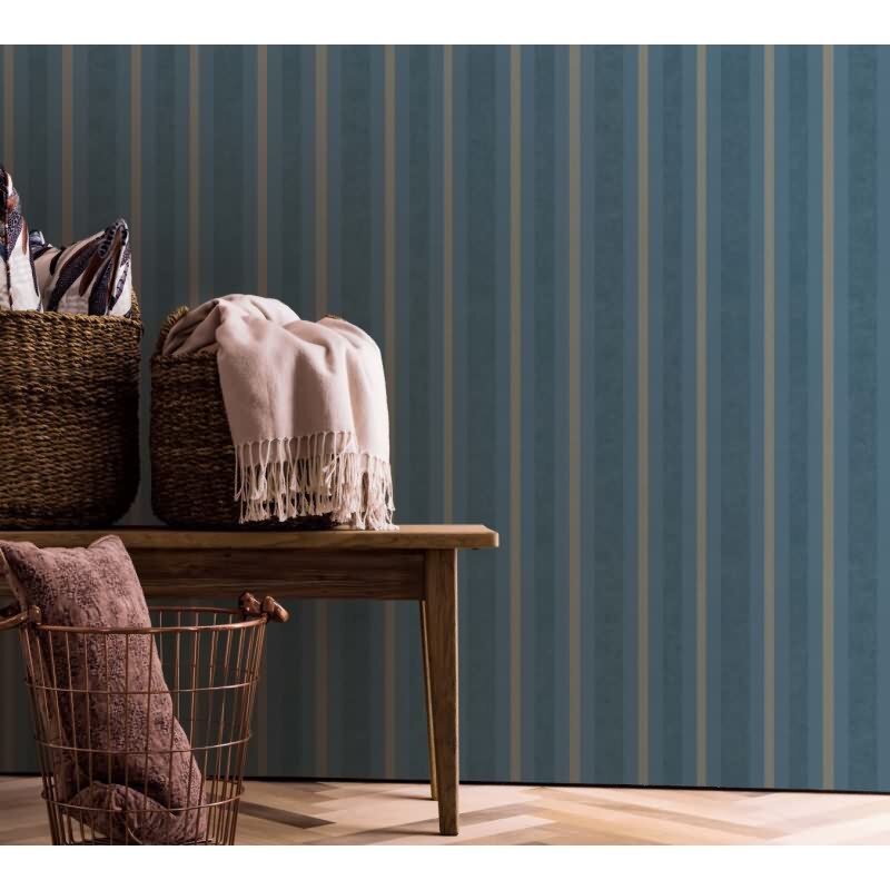 Vliestapete Streifen Klassisch, Romantisch, Opulent in Blau Marburg (56117)