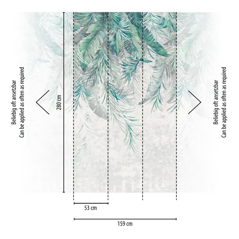 Fototapete Tropisches Blätterdach Grün Weiß - Wandbild in Aquarelloptik - livingwalls Vliestapete erweiterbar (398191)