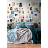 Fototapete Kunst-Collage Bunt Wei&szlig; - Moderne...