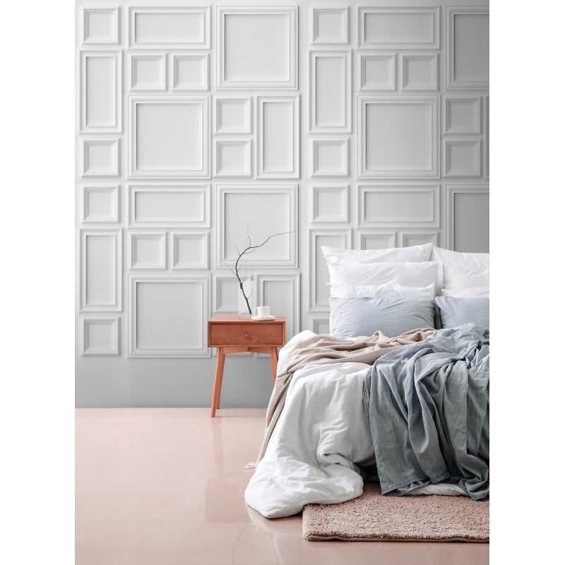 Fototapete Bücherregal Grau Beige - Illusionistische Regaloptik modern - livingwalls Vliestapete erweiterbar (398211)