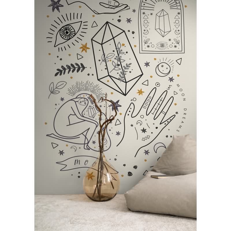 Fototapete Abstrakte Linie Beige Schwarz - Moderne Zeichnung auf Sandton - livingwalls Vliestapete erweiterbar (398231)