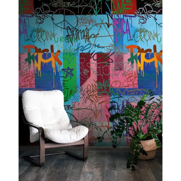 Fototapete Pop-Art Collage Bunt - Street-Art Look in kräftigen Farben - livingwalls Vliestapete erweiterbar (398241)