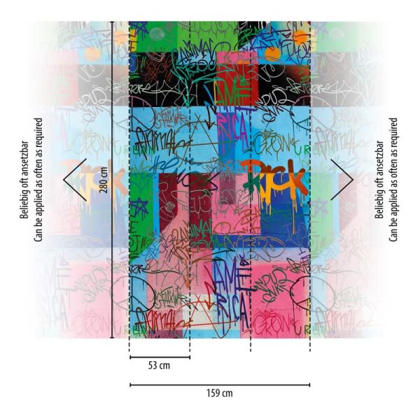Fototapete Pop-Art Collage Bunt - Street-Art Look in kräftigen Farben - livingwalls Vliestapete erweiterbar (398241)