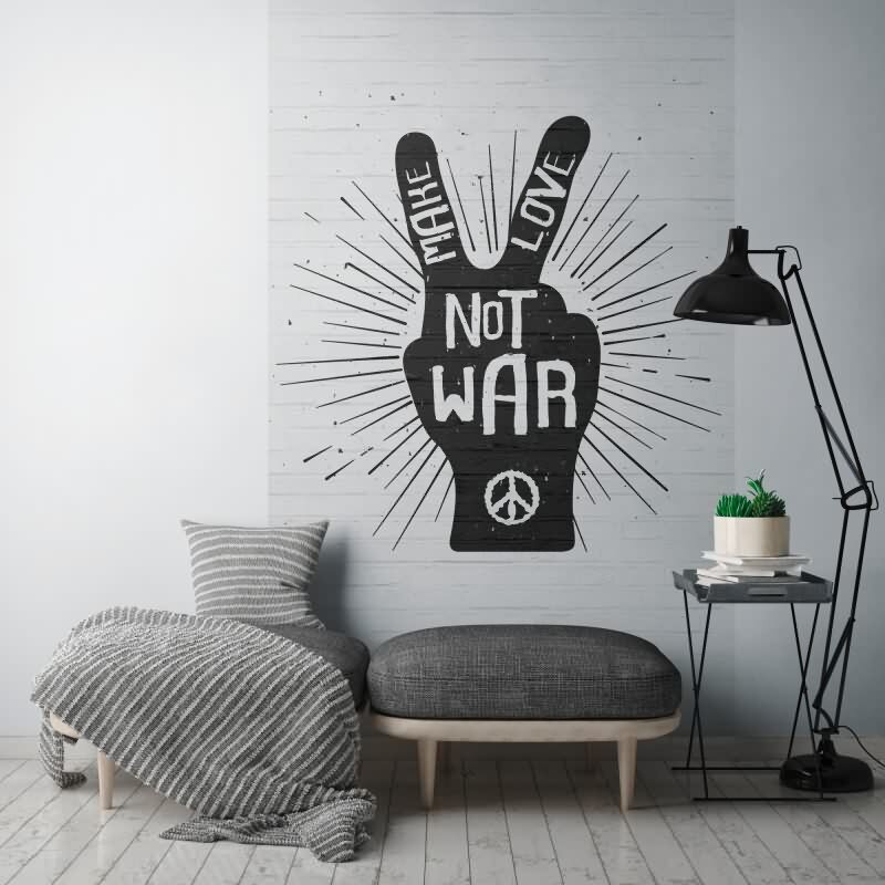 Fototapete Peace-Zeichen Schwarz Weiß - Statement-Wandbild "No War" - livingwalls Vliestapete erweiterbar (398291)