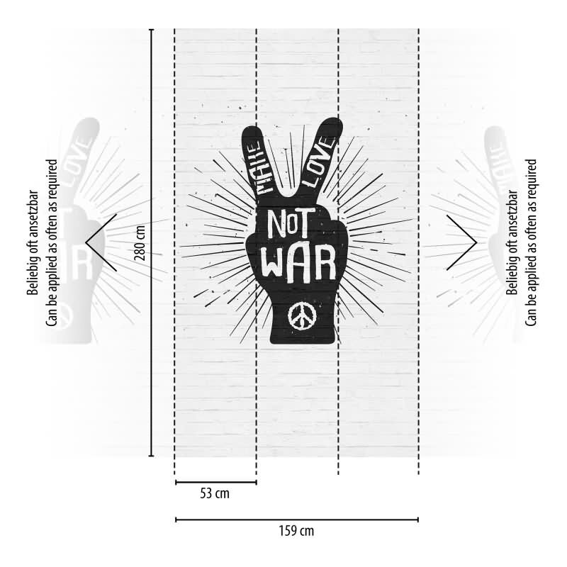 Fototapete Peace-Zeichen Schwarz Weiß - Statement-Wandbild "No War" - livingwalls Vliestapete erweiterbar (398291)