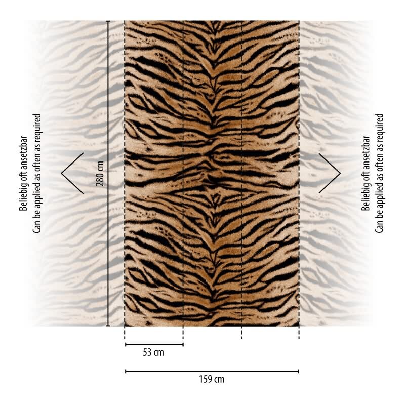 Fototapete Tigerfell Braun Schwarz - Animal-Print mit Wildoptik - livingwalls Vliestapete erweiterbar (398301)