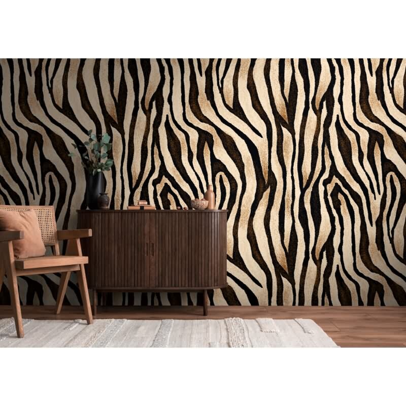 Fototapete Zebra-Optik Beige Schwarz - Exotisches Tiermuster modern interpretiert - livingwalls Vliestapete erweiterbar (398311)