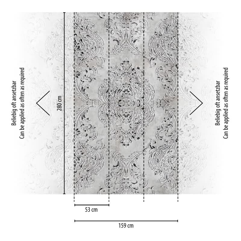 Fototapete Florales Ornament Grau Beige - Barockes Muster in Vintage-Optik - livingwalls Vliestapete erweiterbar (398351)