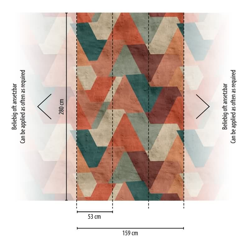 Fototapete Dreieck-Muster Retro Bunt - Geometrisches Design in Rostoptik - livingwalls Vliestapete erweiterbar (398371)