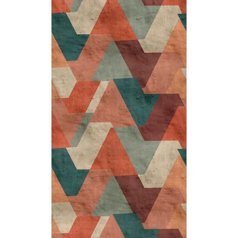 Fototapete Dreieck-Muster Retro Bunt - Geometrisches Design in Rostoptik - livingwalls Vliestapete erweiterbar (398371)