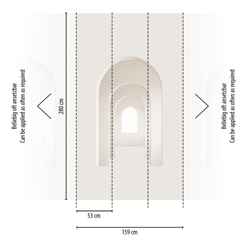 Fototapete 3D-Bogenflur Beige - Illusionistische Architektur mit Tiefenwirkung - livingwalls Vliestapete erweiterbar (398421)