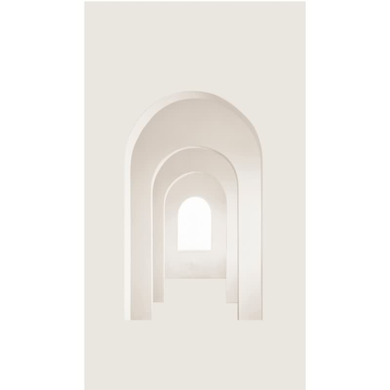 Fototapete 3D-Bogenflur Beige - Illusionistische Architektur mit Tiefenwirkung - livingwalls Vliestapete erweiterbar (398421)