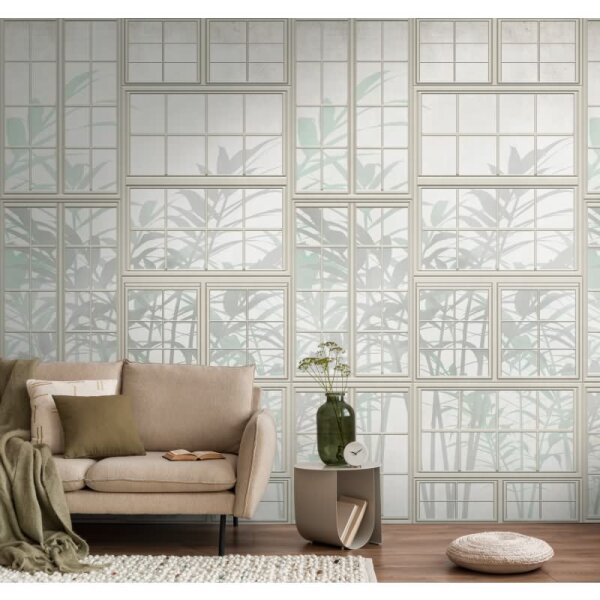 Fototapete Bücherregal mit Weltkarte Beige - Vintage-Look mit Globus-Charme - livingwalls Vliestapete erweiterbar (398451)