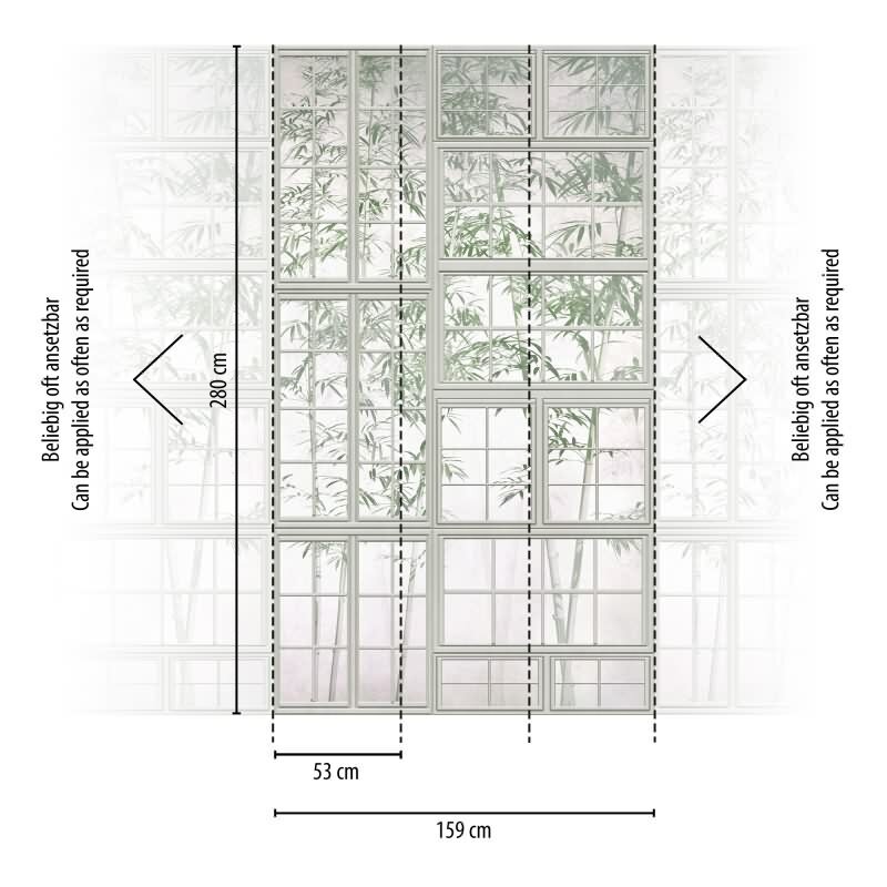 Fototapete Bücherregal mit Pflanzen Grün Beige - Natur trifft Vintage-Stil - livingwalls Vliestapete erweiterbar (398461)